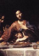 VALENTIN DE BOULOGNE St. John and Jesus at the Last Supper oil